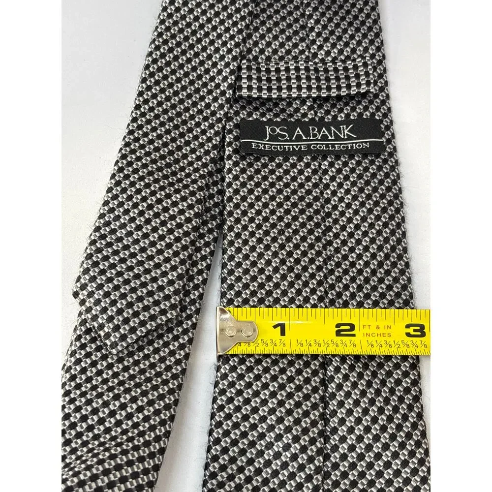JOS A BANK Men's Black & Silver Silk Necktie Executive Collection Designer - Picture 3 of 5